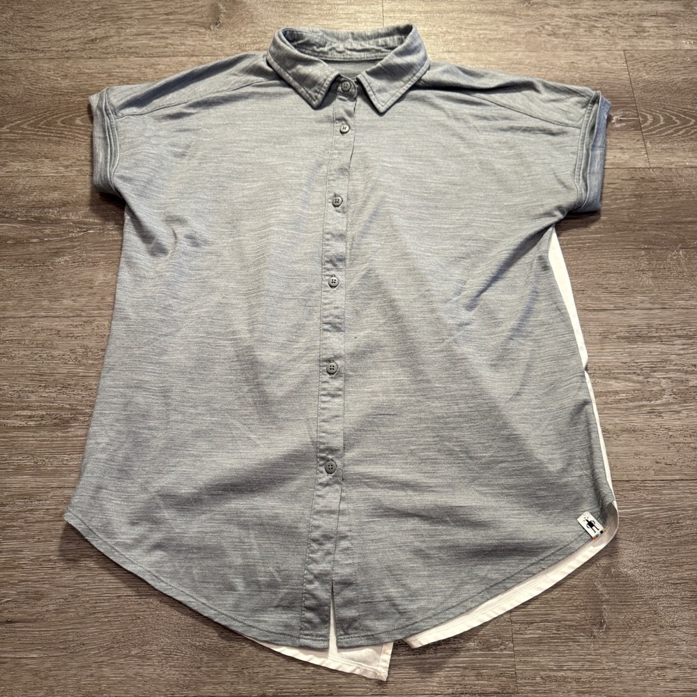 Smartwool Shirt Women S‎ Gray Merino Wool Short Sleeve Hiking Gorpcore Travel